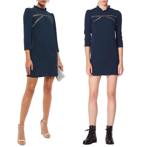 SANDRO Hugo Faux Pearl Embellished Dress--NWOT - Picture 4 of 7